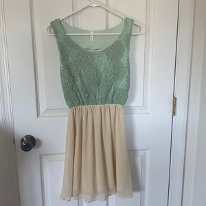 Mint and Cream Beaded Cut-Out Dess